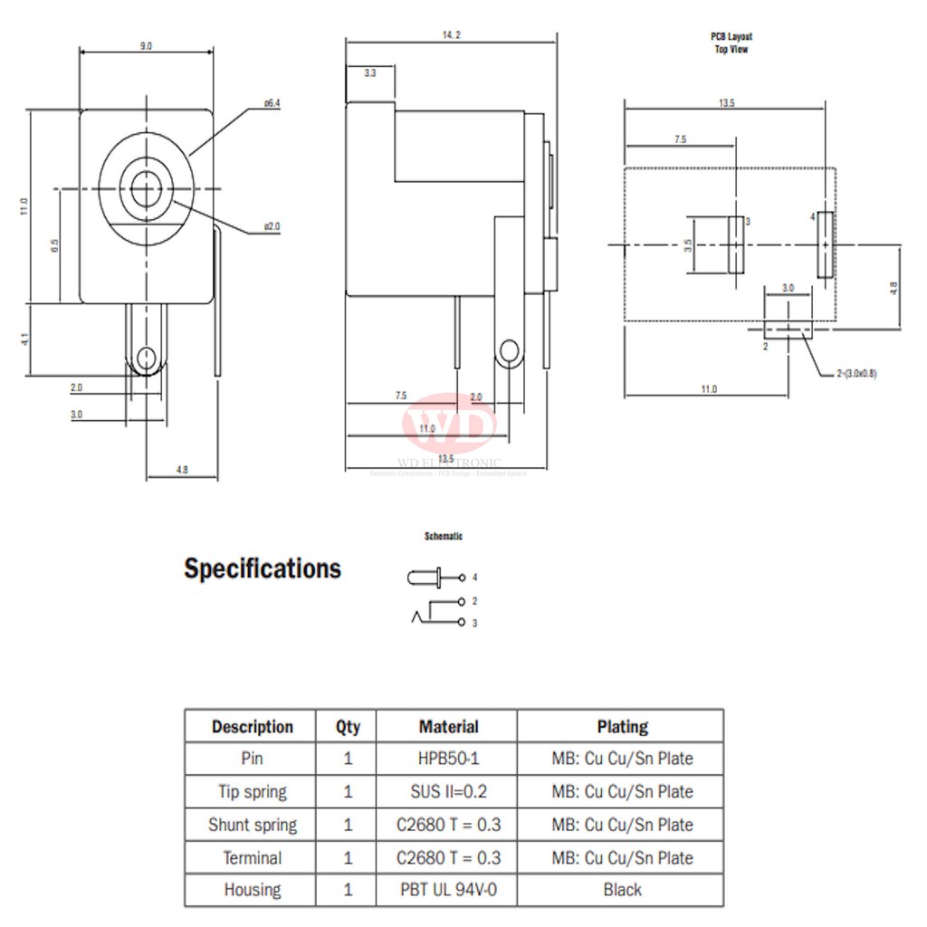 DC-005 Socket DC PCB 5.5x2.1mm Female DC Power Jack Supply Socket Plug In