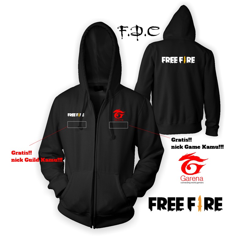 JAKET FREE FIRE BIG SIZE 2XL 3XL 4XL 5XL FREE NICK NAME ALL SIZE BERKUALITAS/ JAKET GAME