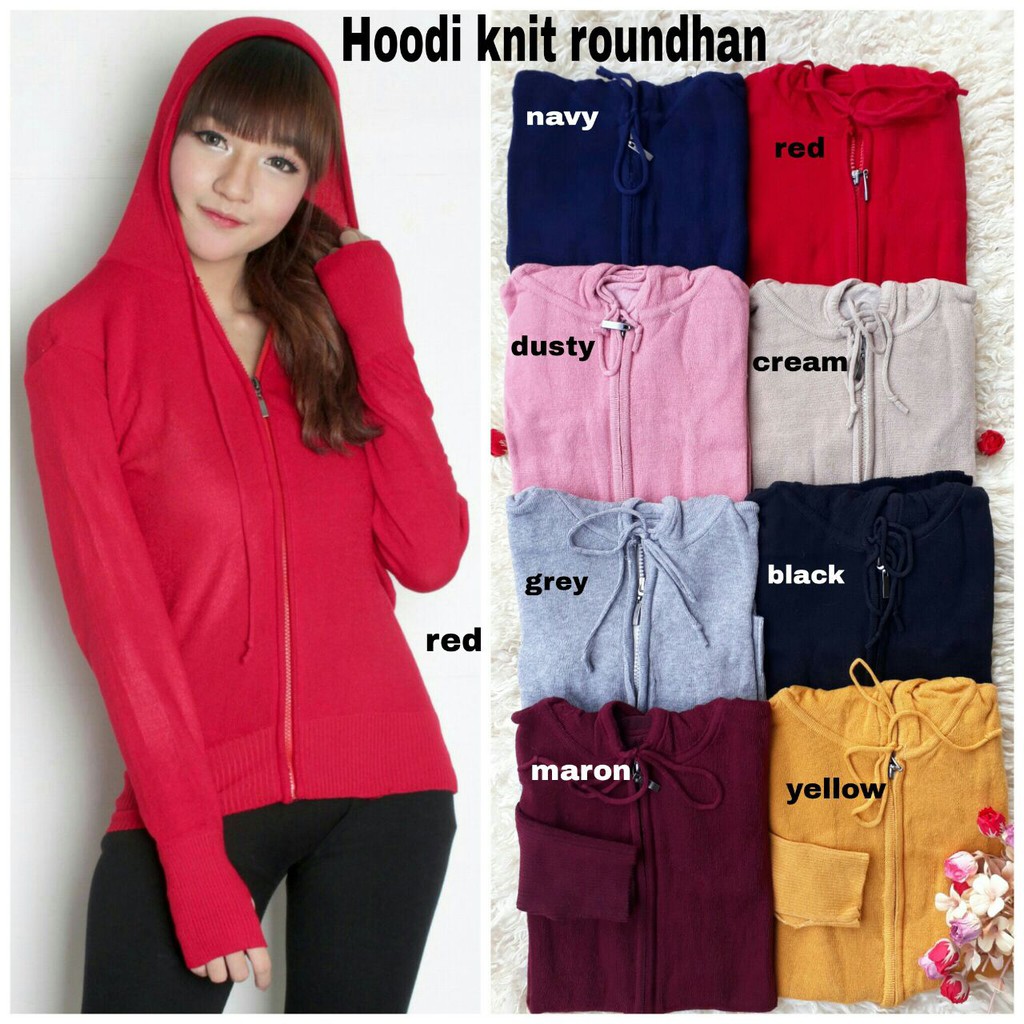 [Hoddie knit RH RO] Sweater Wanita Rajut Varian Warna