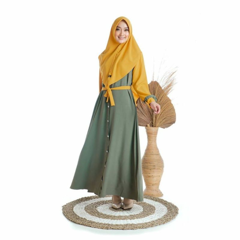 Gamis Syari Set Khimar Premium Mewah Wanita Terbaru 2021 Modern Elegant Jumbo Putih Hitam Busui