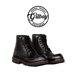 Sepatu Kulit Asli Boots Tinggi    Dengan Ujung Besi - Gilboy