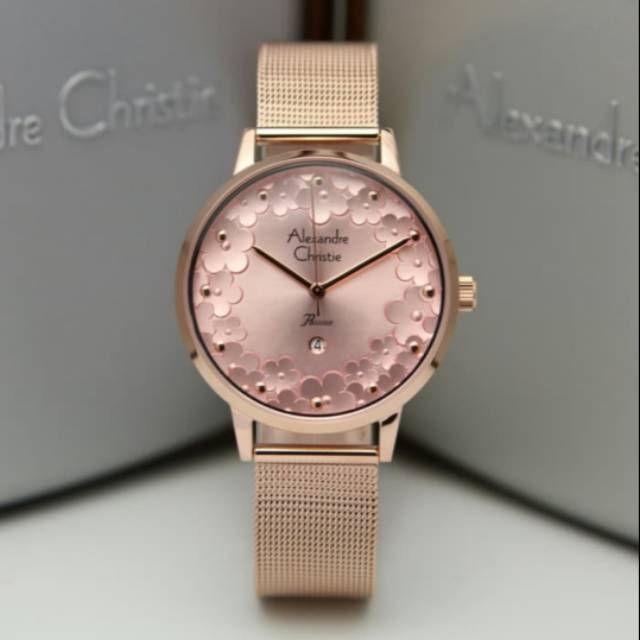 Jam wanita Alexandre christie AC2794 rosegold pink