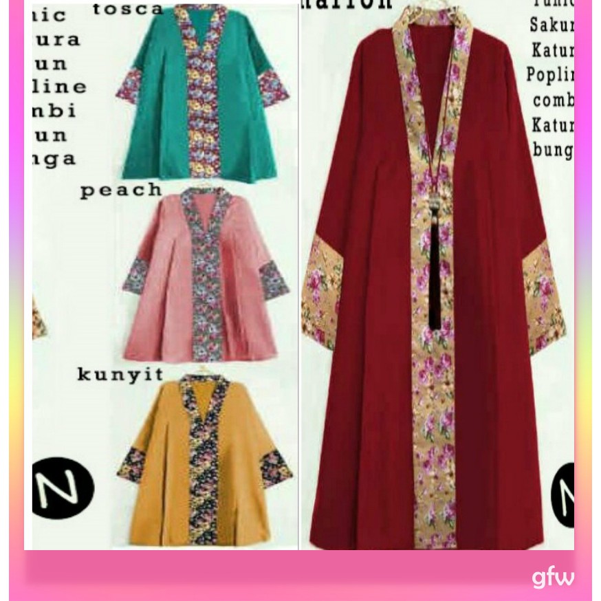 Tunik Sakura FREEBONUS GFW5998 BisaCOD TunikMuslim Katun TunikMurah LD100cm BajuTunik TunikCasual