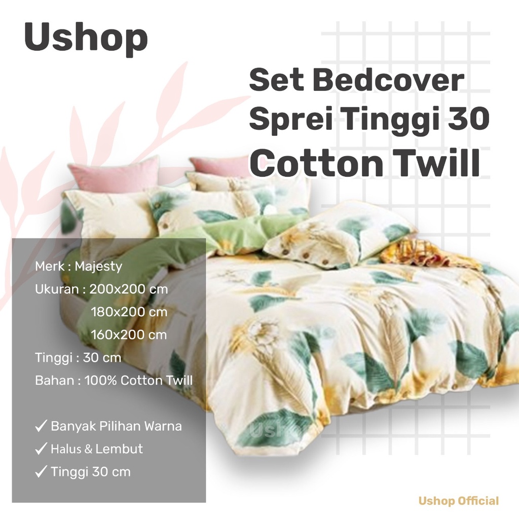 MAJESTY Set Bedcover + Sprei 180X200 / 160X200 Tinggi 30 Cm - Aylostera Crossever Daisy Dale Delicio