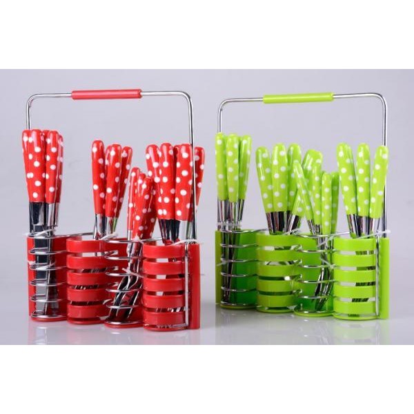 Sendok Polkadot Set 24 pcs - Stainless Anti Karat