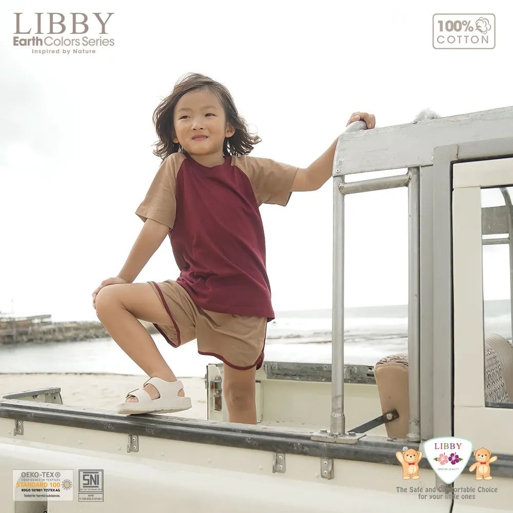 Setelan Libby Baby Terbaru PENDEK REAGAN Earth Colors Series / Setelan Anak Unisex Olahraga Bermain | Bwr