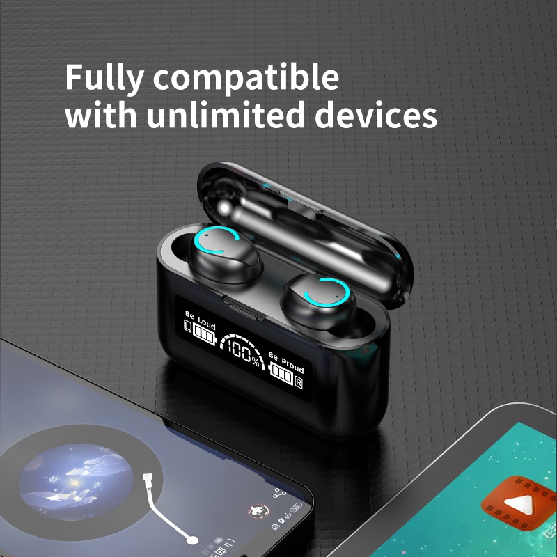 ⚡YZ Headset Bluetooth TWS Earbud Wireless Earphone 5.0 Headset Handfree Gaming Headphone Tahan Air Touch Control Layar Digital LED dengan Mikrofon 3500MAh Charger Kotak COD