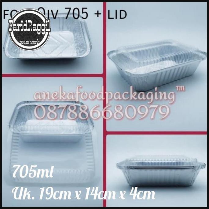 Wadah/cup aluminium foil kotak Oiv 705 + tutup