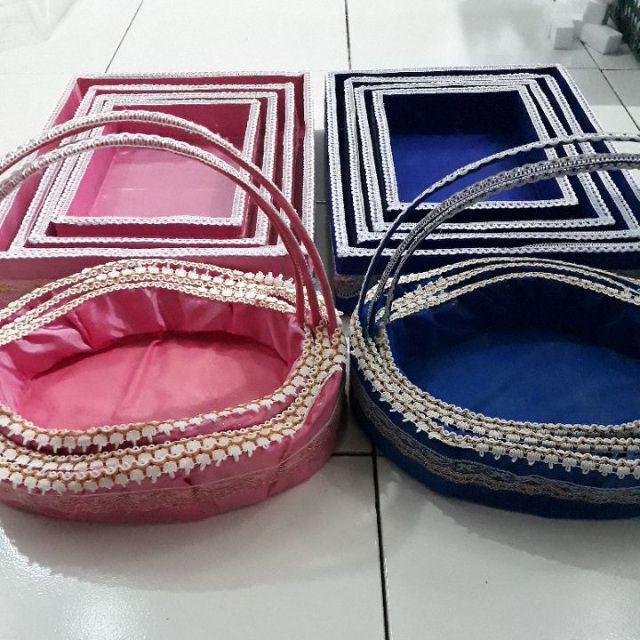 Keranjang Hantaran / Seserahan Pernikahan Warna Biru + Free 3 Pcs Plastik Parcel