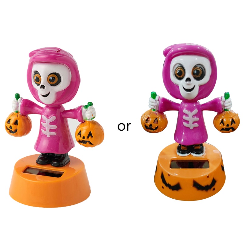 Ornamen Kepala Boneka Bobble Dancer Halloween Tenaga Surya Untuk Mobil