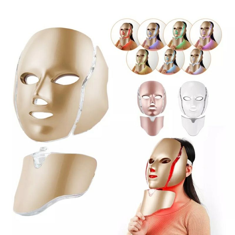 Masker LED PDT LIGHT 7IN1 LED MASK Masker wajah PDT facial plus leher PDT Neck 7 in 1
