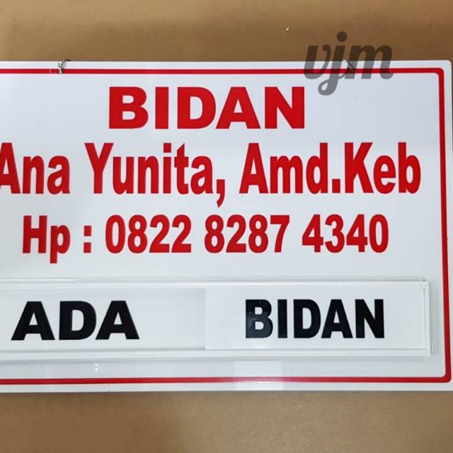 

Acrylic papan nama BIDAN 25x30cm