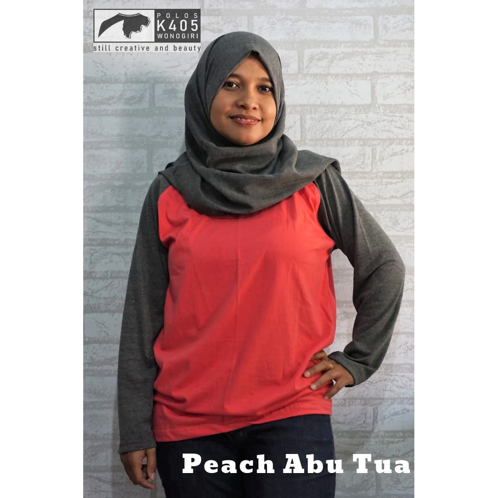 Kaos Raglan Lengan Panjang Badan Peach - Abu Misti Tua