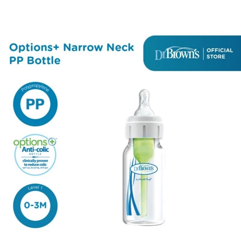 Dr.Brown's 4 oz (120 ml) PP Narrow Neck Option+ Baby Bottle/Botol Susu Bayi