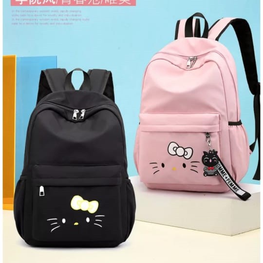 Twenty Bag - Tas Ransel Sekolah Anak Wanita Dan Pria Untuk Anak PAUD TK SD SMP Terbaru 2021 Kekinian Motif Carakter Hello KITTY Korean Sytle Bahan Canvas