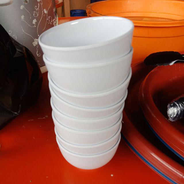 W0704 Mangkok / Mangkuk Melamin Kaki 4 Inc Putih Gading Golden Dragon