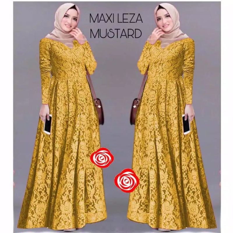 Maxi leza / gamis brokat / Gamis pesta / busana muslim / gaun mewah / gaun panjang