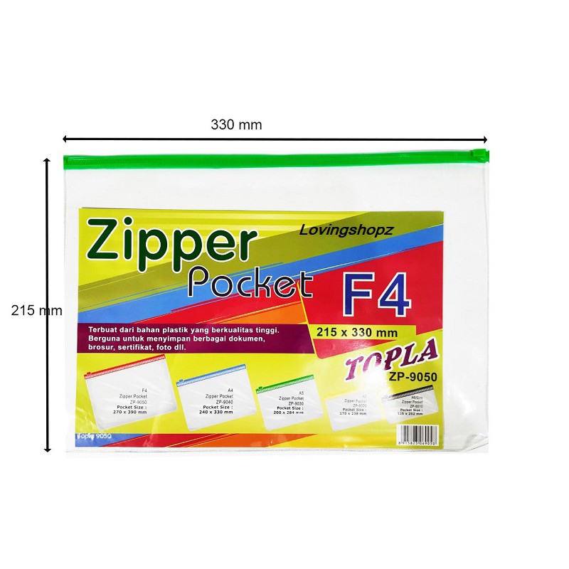 

Zipper Pocket F4 Murah merek Topla ZP-9050