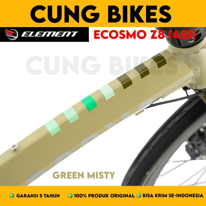 Sepeda lipat 20 Inch Element Ecosmo Z8 451 Frame Alloy 2 x 8 Speed garansi resmi 5 Tahun