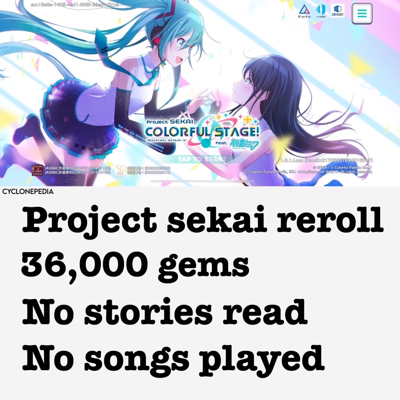 Project Sekai Colorful Stage Feat. Hatsune Miku Reroll Account 36000 GEMS