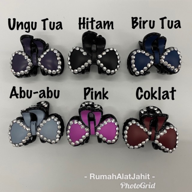 Jepit Rambut Sedang motif Pita 6cm Model 017B dengan 6 pilihan warna