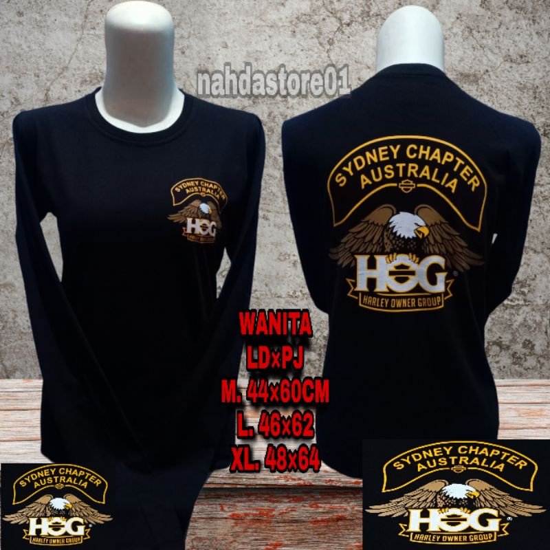 Kaos HarleyDavidson wanita Lengan Panjang Hitam GRD11