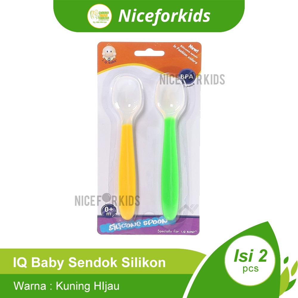 IQ Baby Sendok Silikon Isi 2pcs Sendok Makan Bayi / Silicone Spoon