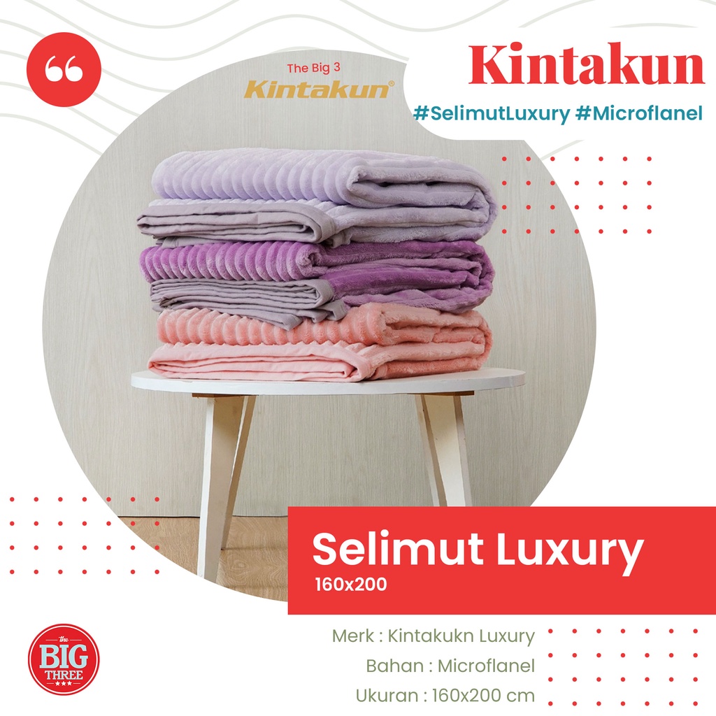 KINTAKUN Selimut 160x200 Lembut &amp; Mewah Luxury Colourfull Blanket Merah Biru Maroon Ungu Pink Hijau