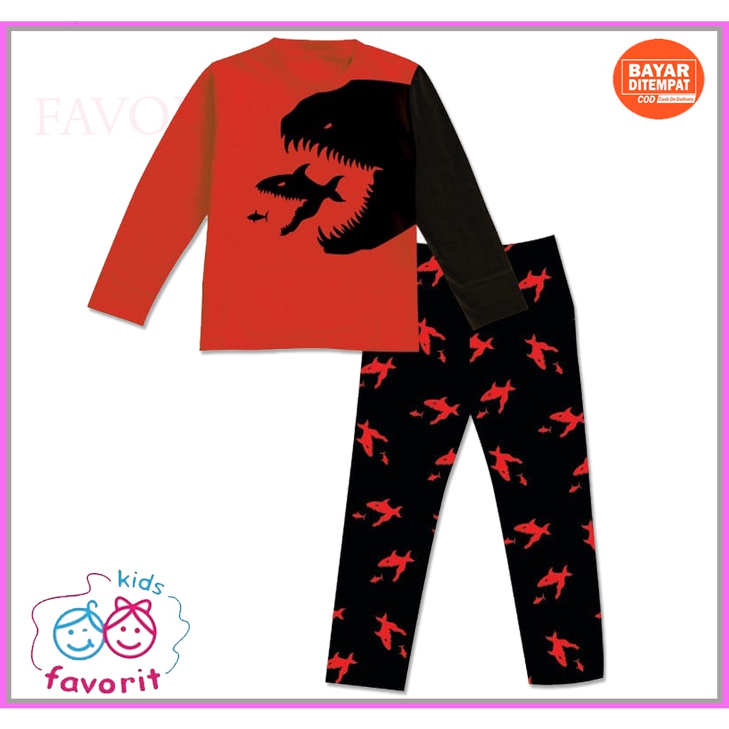 Favorit kids Piyama size 1-10 tahun Setelan anak perempuan dan anak laki laki lengan panjang celana panjangmotif ikan hiu