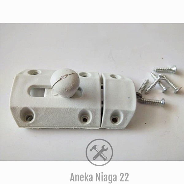 Aneka - Grendel PVC Selot Kunci Pintu Kamar Mandi Slot Gerendel Plastik Putih AN22
