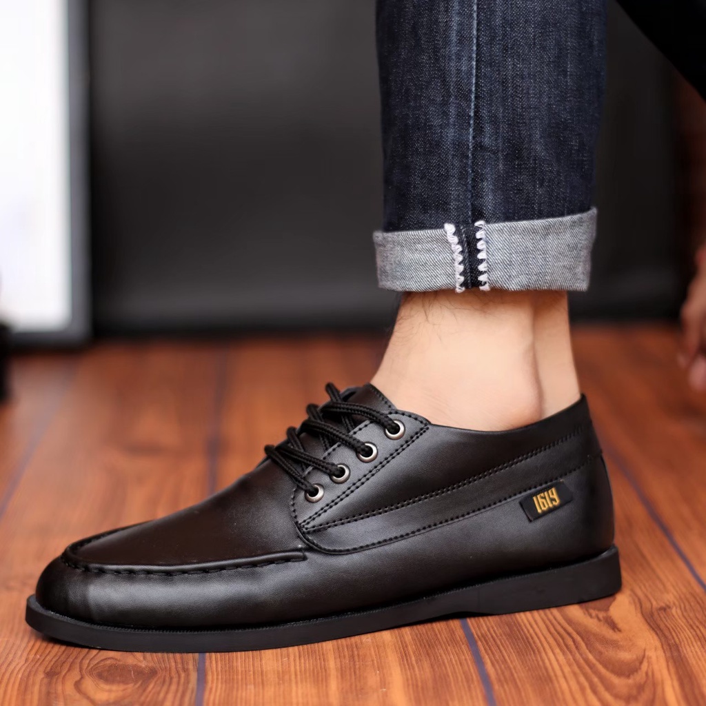 HDS X VOSLY Monza Sepatu Formal Pantofel Pria Hitam Tali Kerja Kantor Kuliah Fashion Original 1619