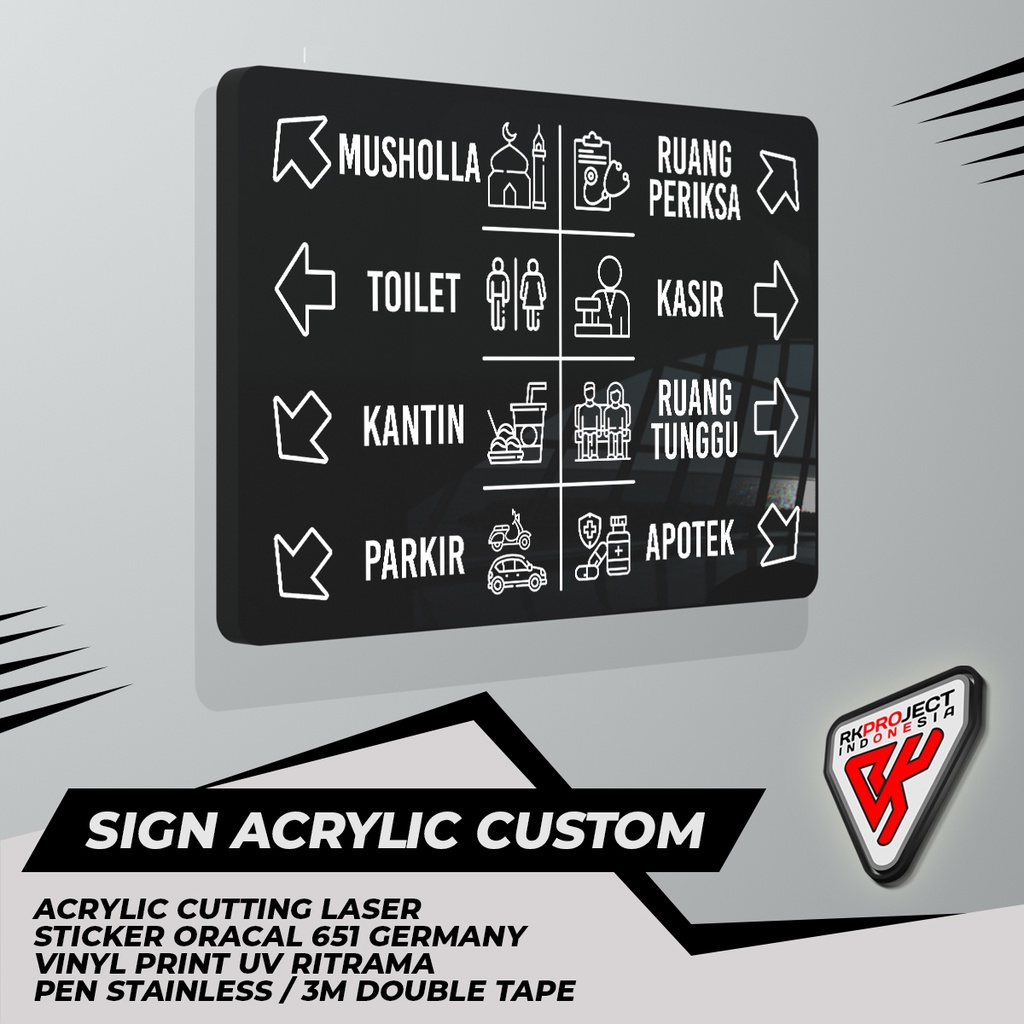 

AKRILIK ACRYLIC SIGN BOARD PAPAN INFORMASI CUSTOM