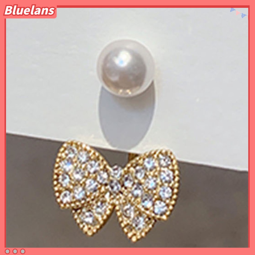 Bluelans 1 Pasang Anting Tusuk Gantung Wanita Bahan Alloy Hias Berlian Imitasi Untuk Pesta