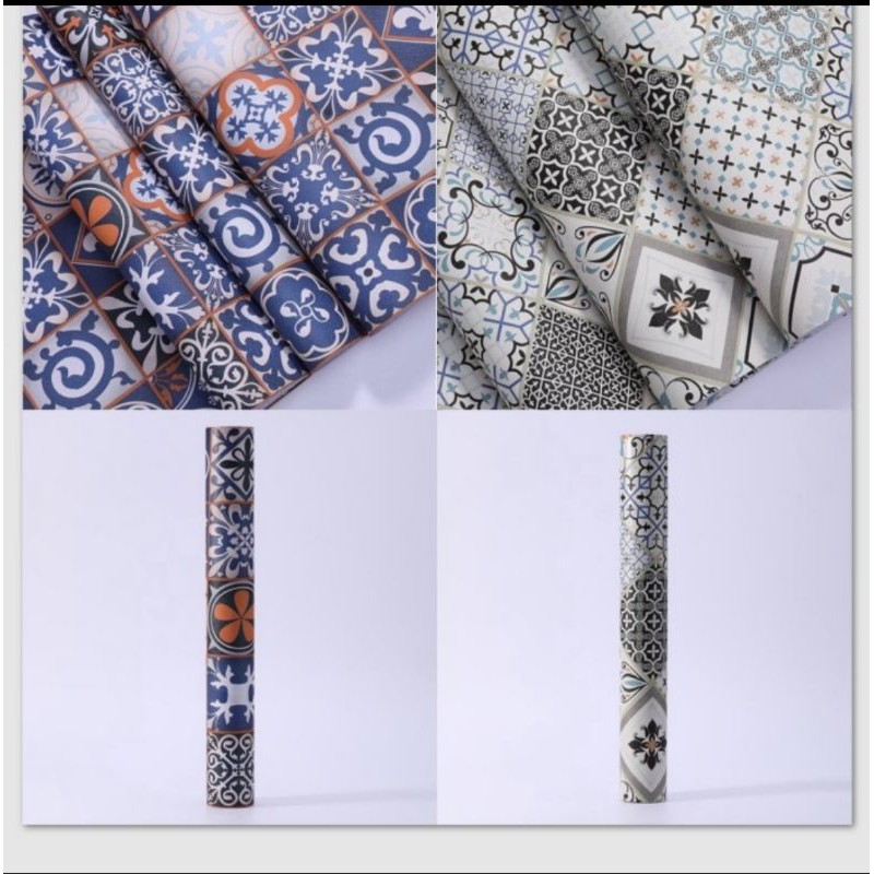 Wallpaper stiker (PREMIUM) 45cm x 10m motif tegel klasik kode D0453