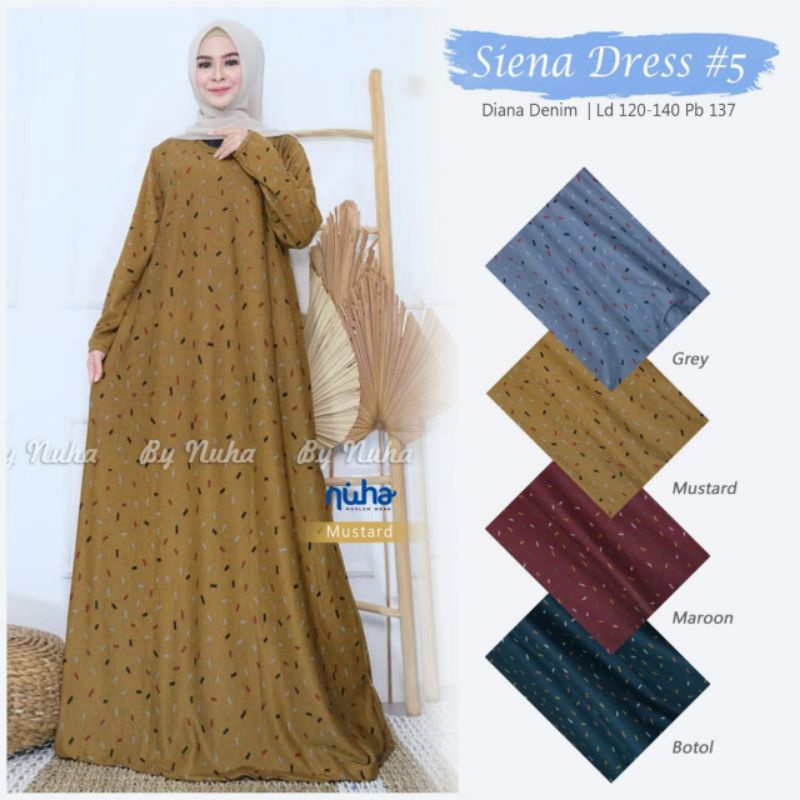 Siena Dress Nuha Gamis Wanita Jumbo Melar sampai xxxl