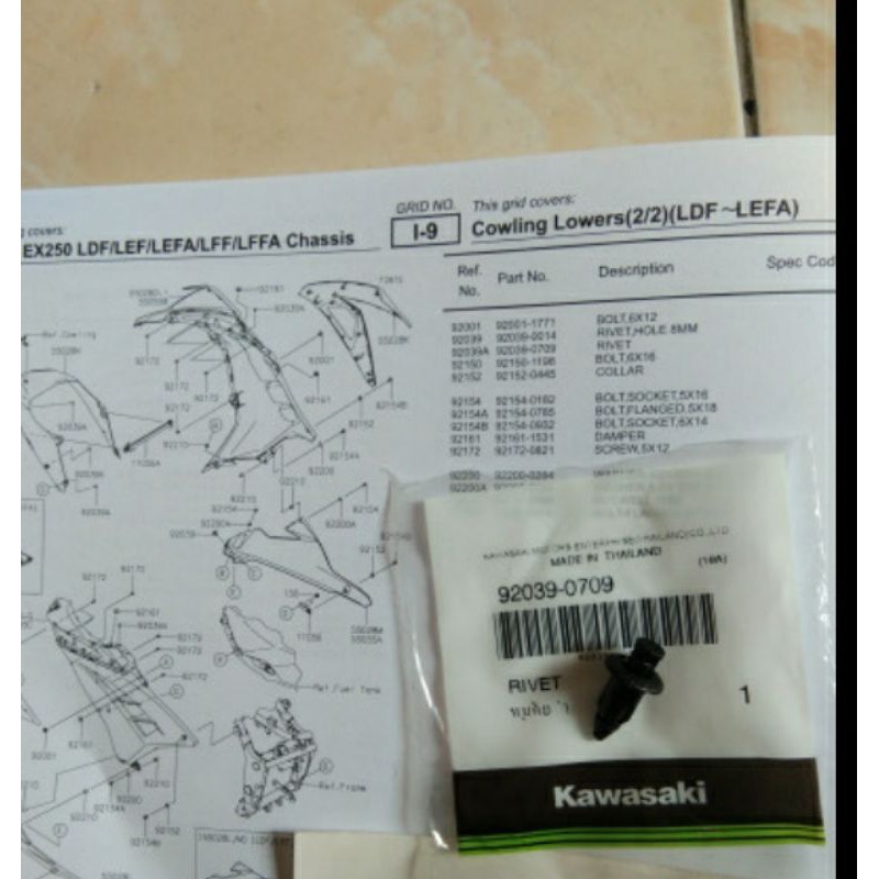 rivet fairing ninja 250 fi original