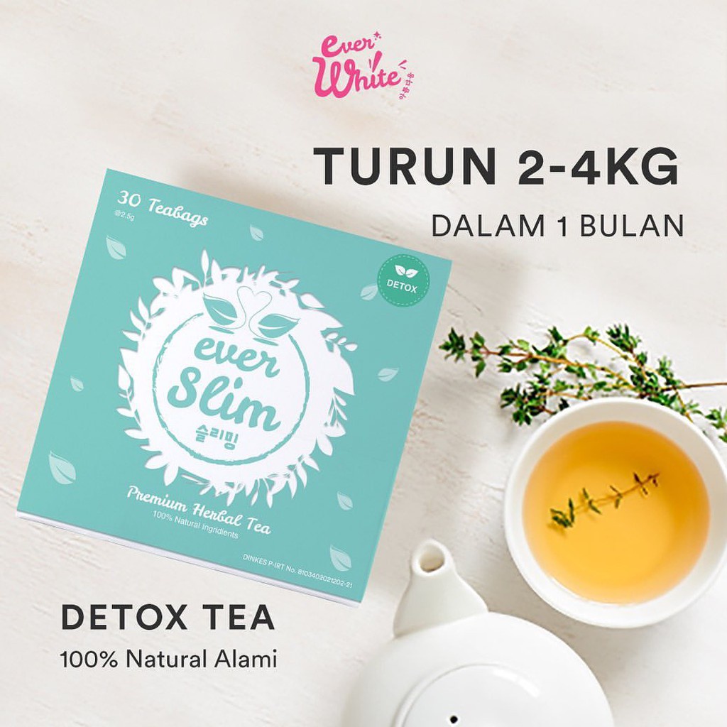 [ORI] Teh Pelangsing Everwhite AMPUH Melangsingkan Badan Ideal dalam 2 Minggu TANPA EFEK SAMPING - BPOM 100% ORIGINAL HALAL