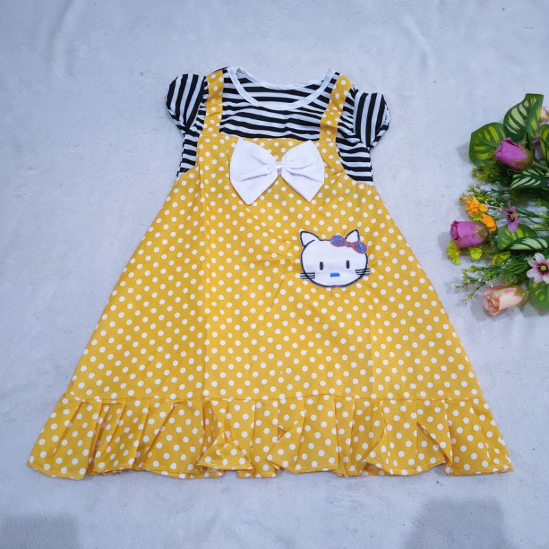 Dress Anak 2 3 Tahun cewek perempuan terbaru Murah motif polka ( Dress Popita )