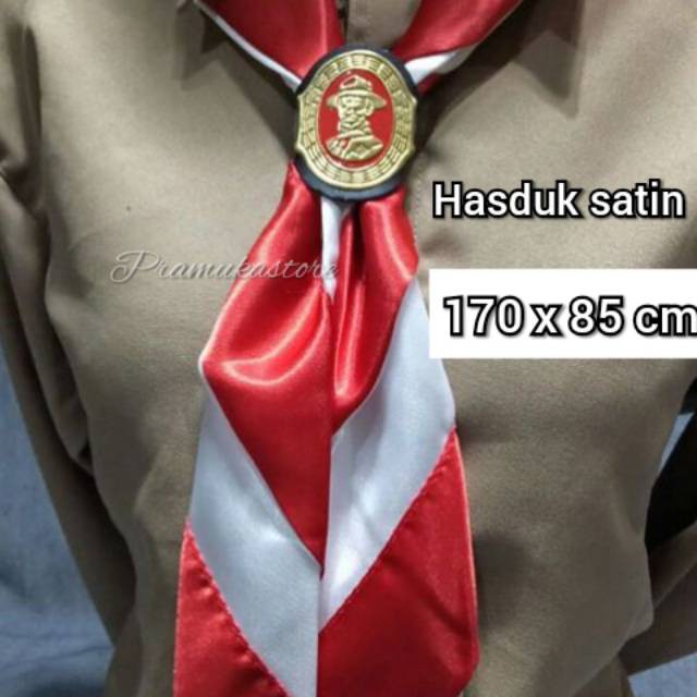 HASDUK PRAMUKA PEMBINA SUPER JUMBO 170 CM+RING BAHAN SATIN HALUS-KACU PRAMUKA SD SMP SMA PEMBINA GUR