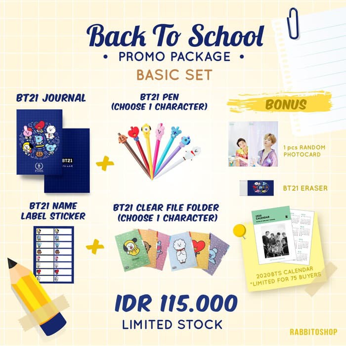 

READY BT21 BACK TO SCHOOL CLEAR FILE SET / BTS NOTEBOOK + PEN