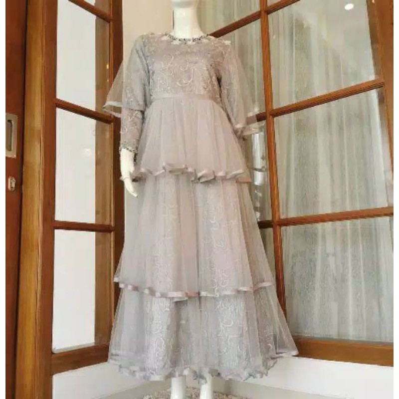 JASMINE DRESS brokat lapis tulle berpayet mewah/ baju kondangan couple / wisuda / lamaran / bridesmaids tersedia ukuran kecil hingga jumbo