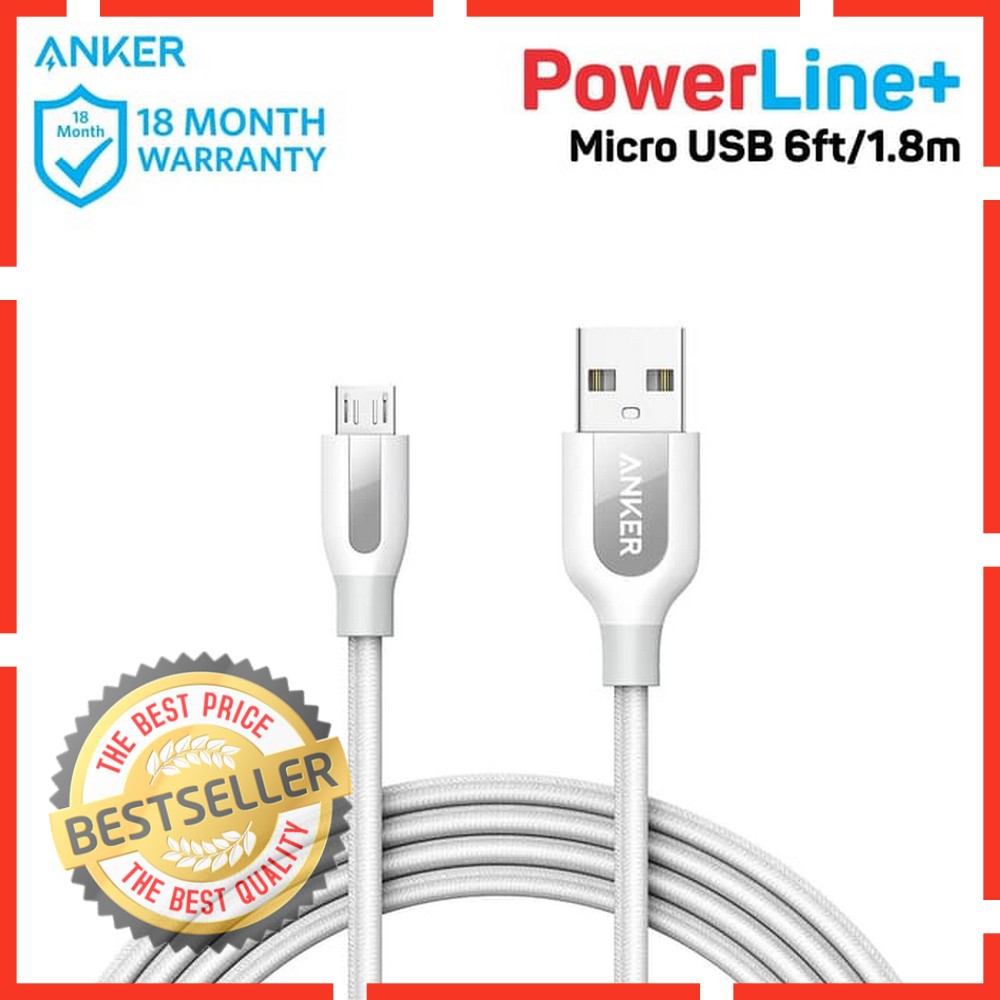 Kabel Data Anker PowerLine Micro USB Cable 6ft 1.8m Putih
