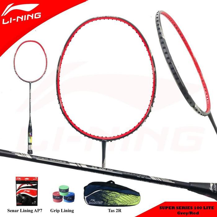 mantul habis badminton LINING SUPER SERIES SS 100 LITE RAKET BADMINTON ORIGINAL - DK GREY RED