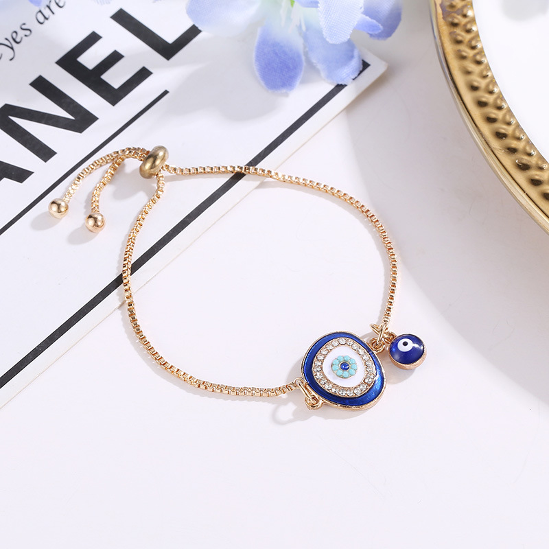 Personalized Flashing Rhinestone Demon Eye Bracelet Temperament Ethnic Style Single Layer Chain Bracelet