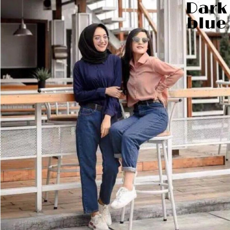 BIG SIZE celana jeans boyfriends free belt / celana wanita hits / celana wanita terbaru