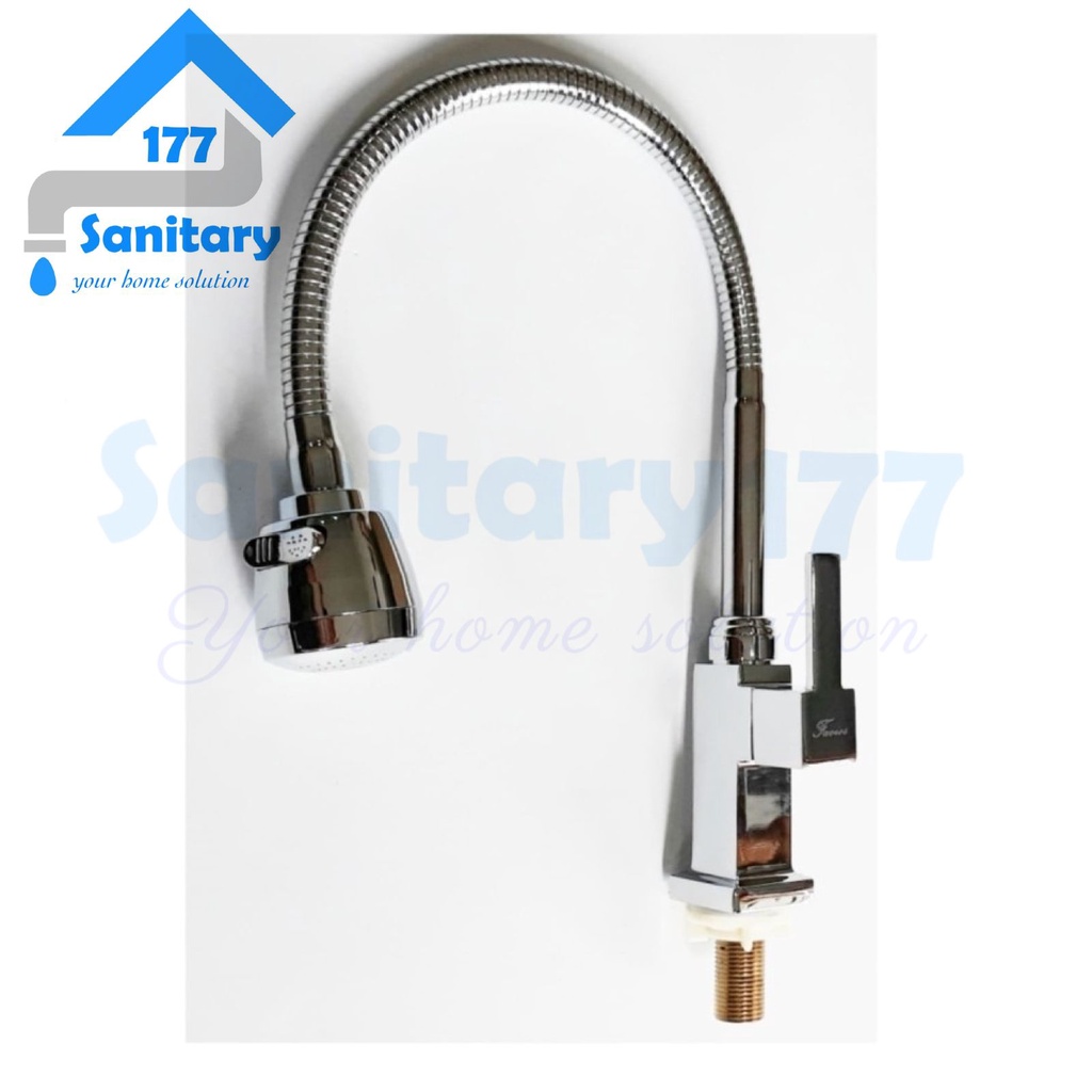 Kran air sink Dapur tanam kuningan fleksibel minimalis favios 343A- keran air angsa kotak segi dapur mini shower 2in1 bak cuci piring brass