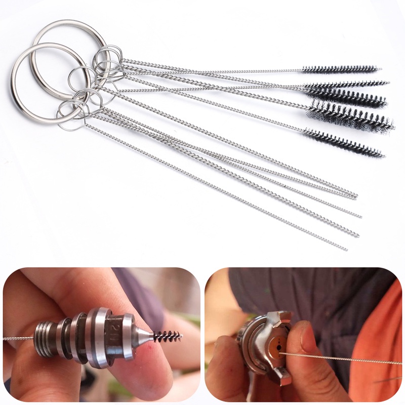 5pcs / Pak Sikat Pembersih Karburator Multifungsi Bahan Stainless Steel Untuk Mesin Tattoo / Airbrush