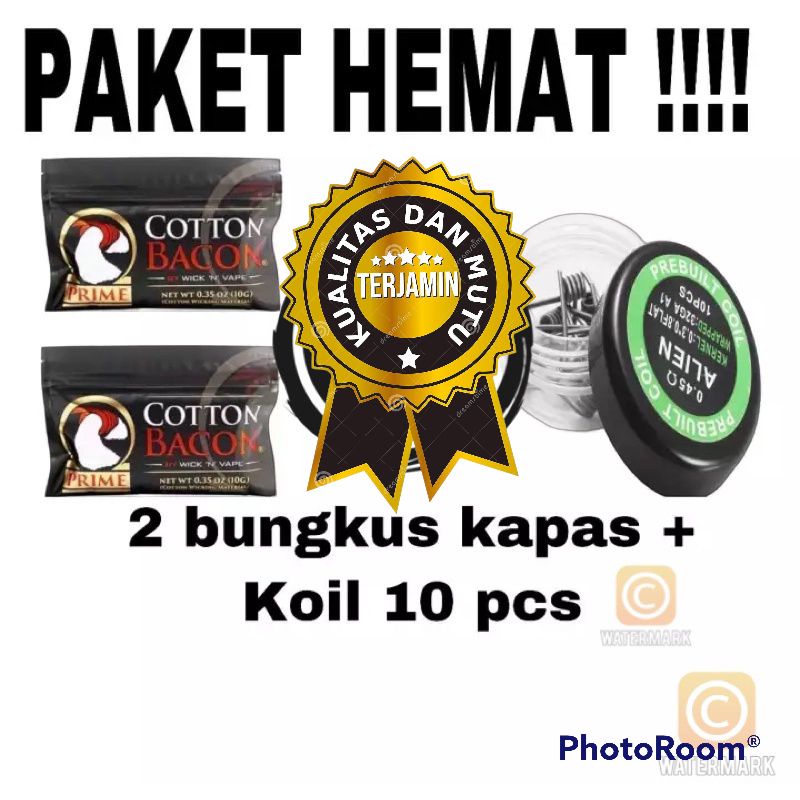 PAKET HEMAT Acc Vave Koil alien+kapas Bacoon 2 kantong