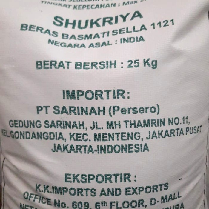 

fs2011bb Beras Basmati Sukhriya Sella 1 Karung Isi 25 Kg - 5 Kg Sv012Ss