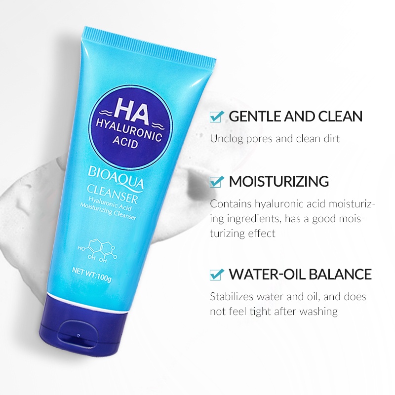 BIOAQUA face wash Hyaluronic Acid Moisturizing Cleanser pembersih wajah 100g